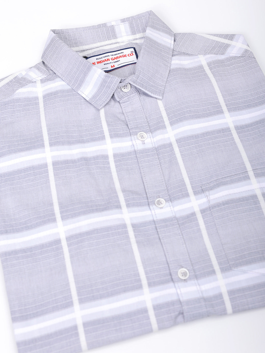 Men's Grey Slim Fit Textured Casual Shirt