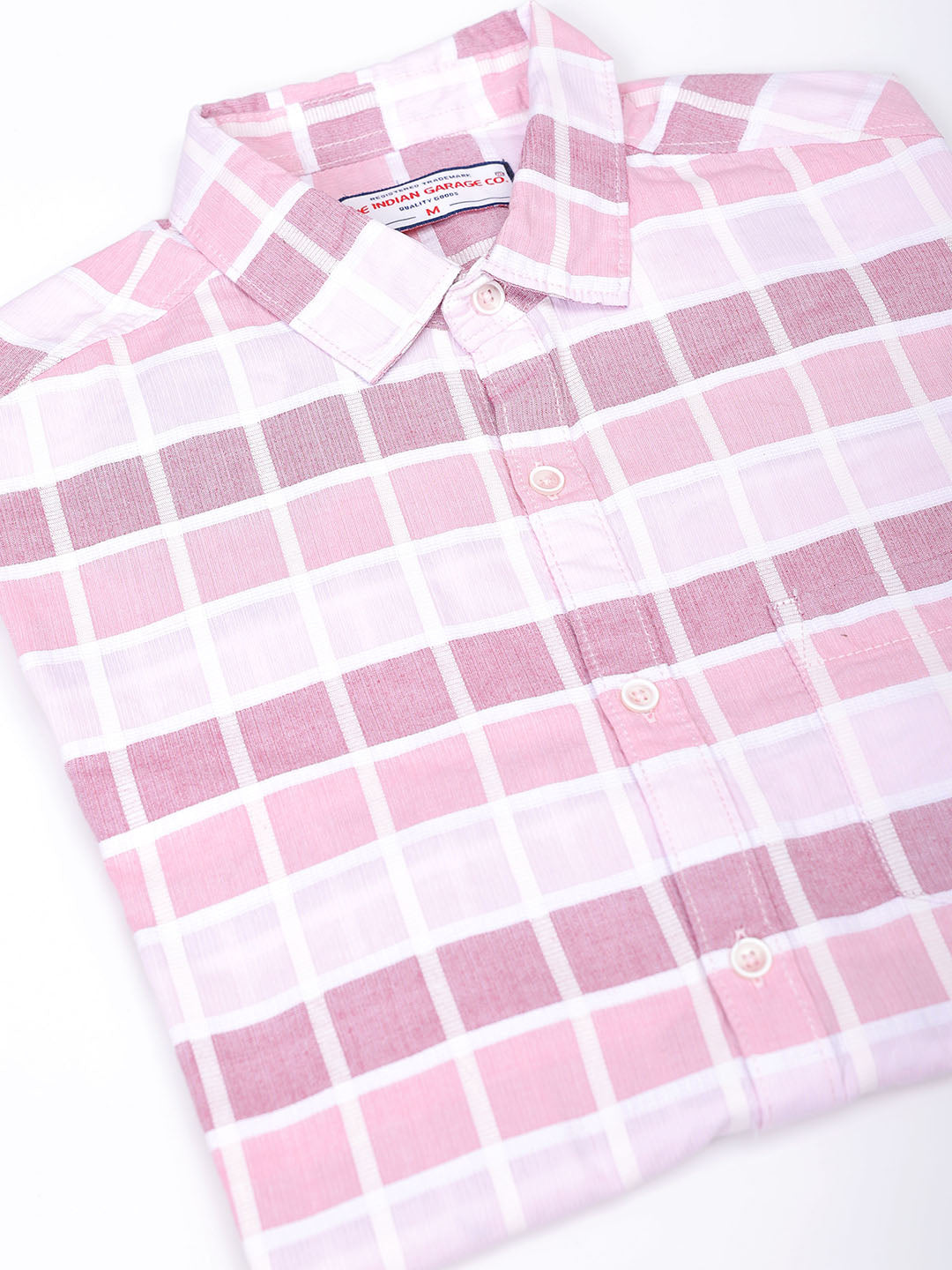 Men's Pink Slim Fit Checked Casual Shirt