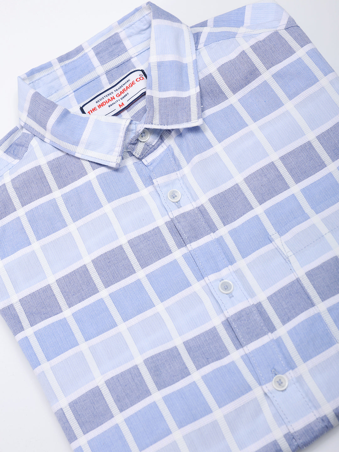 Men's Blue Slim Fit Checked Casual Shirt