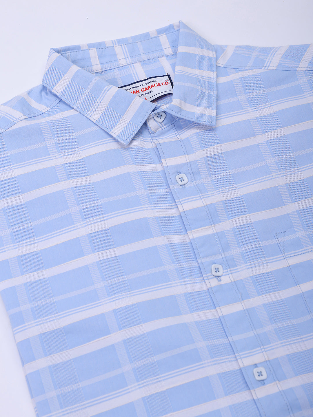 Men's Blue Slim Fit Checked Casual Shirt