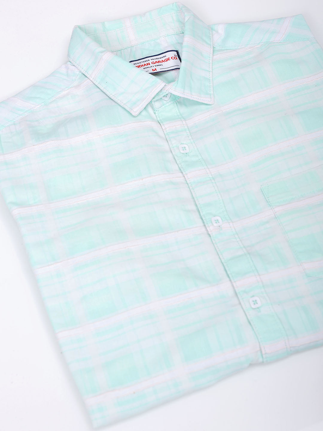 Men's Green Slim Fit Checked Casual Shirt