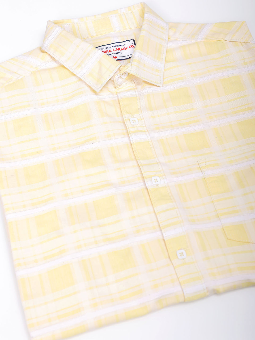 Men's Yellow Slim Fit Checked Casual Shirt