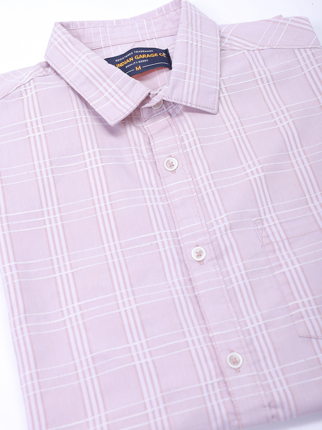 Men's Pink Slim Fit Checked Casual Shirt