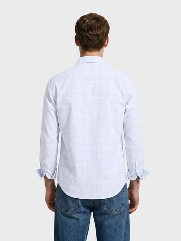 Men's Blue Slim Fit Checkered Casual Shirt