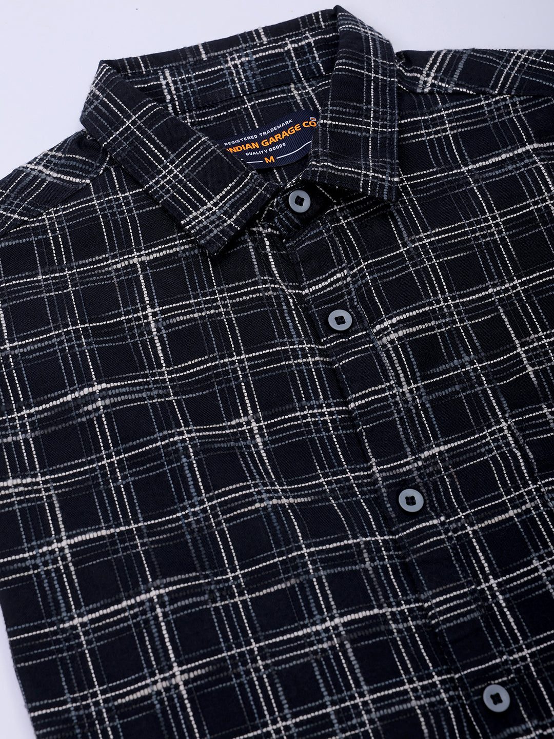 Men's Black Slim Fit Checked Casual Shirt