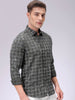 Men's Green Slim Fit Checked Casual Shirt