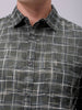 Men's Green Slim Fit Checked Casual Shirt