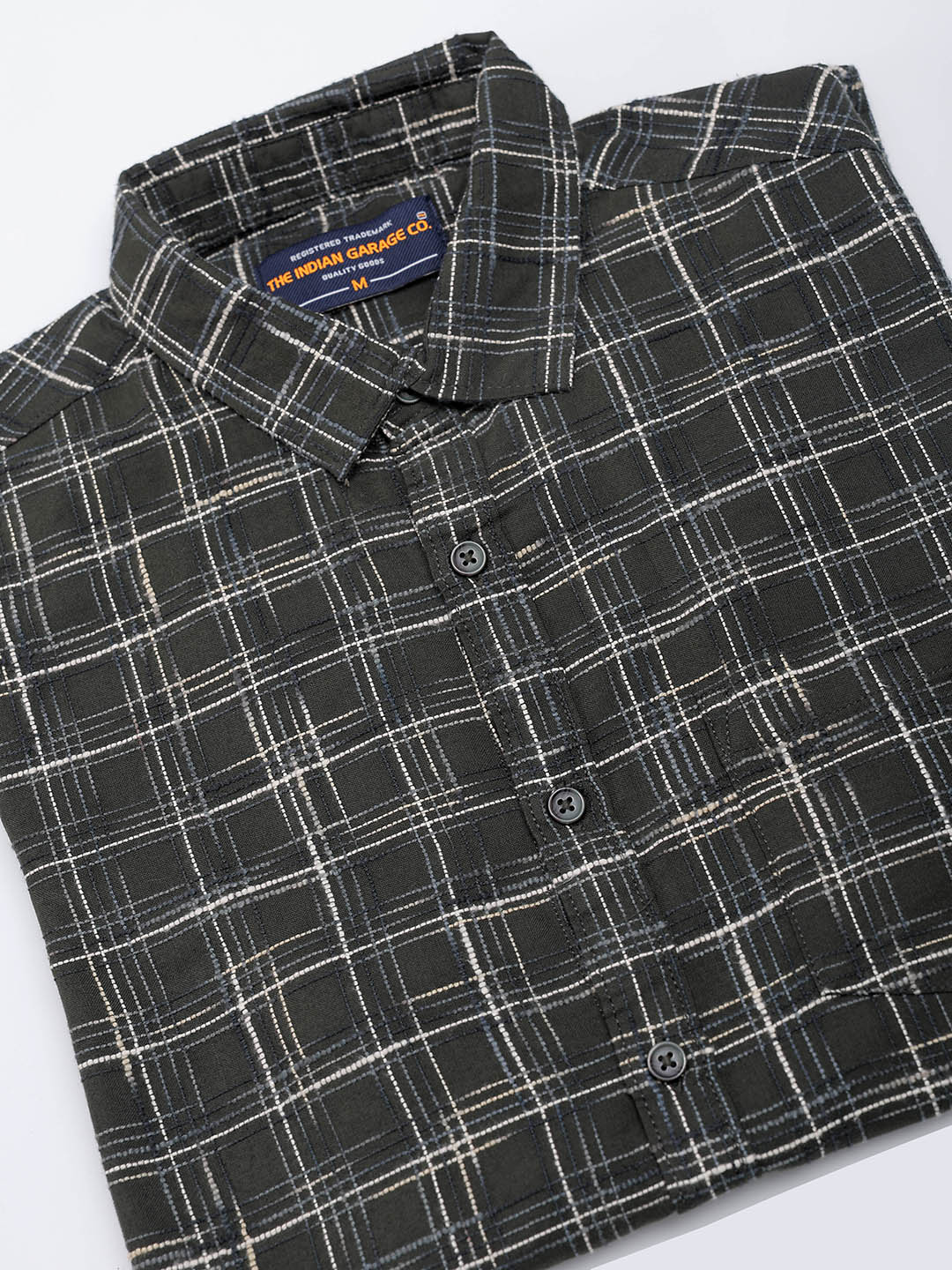 Men's Green Slim Fit Checked Casual Shirt