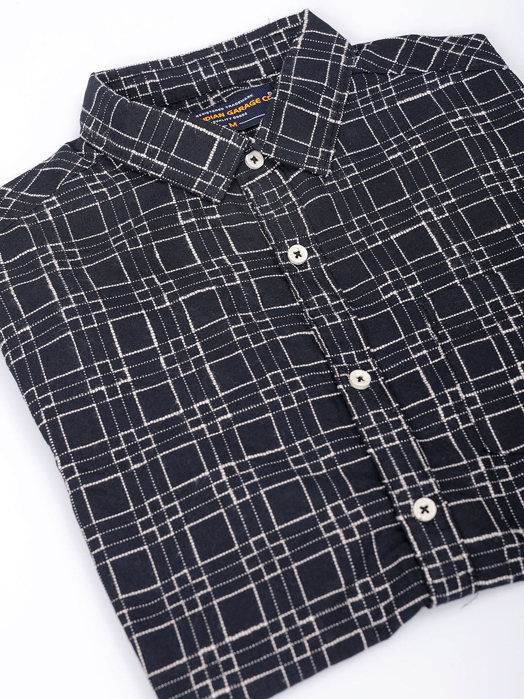 Men's Black Slim Fit Checked Casual Shirt