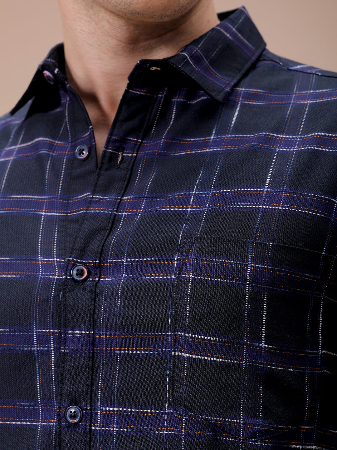 Men's Purple Slim Fit Checked Casual Shirt