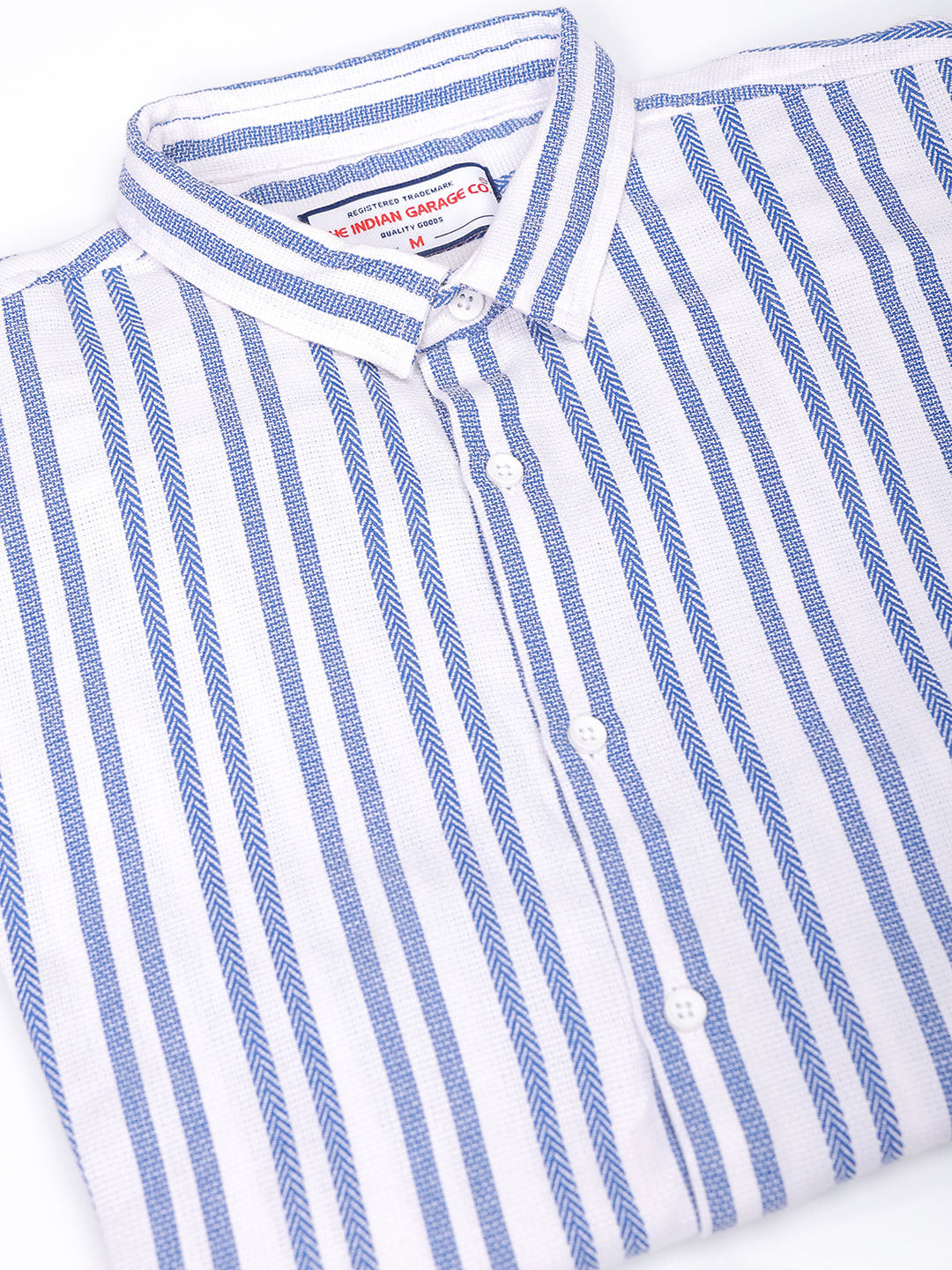 Men's Blue Relaxed Fit Striped Resortwear Shirt