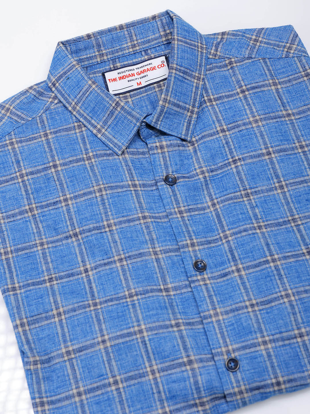 Men's Blue Slim Fit Checked Casual Shirt