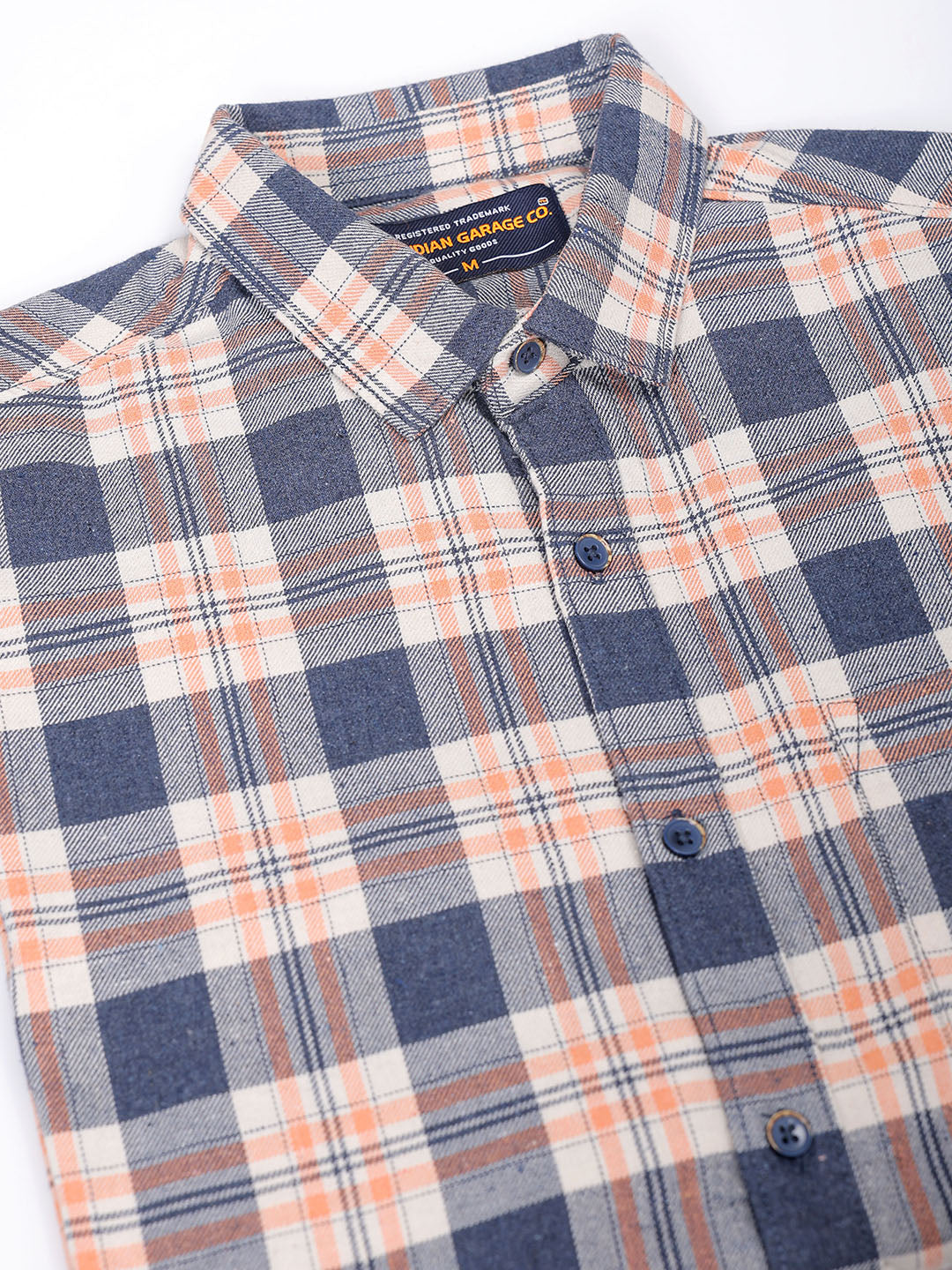 Men's Coral Slim Fit Checked Casual Shirt