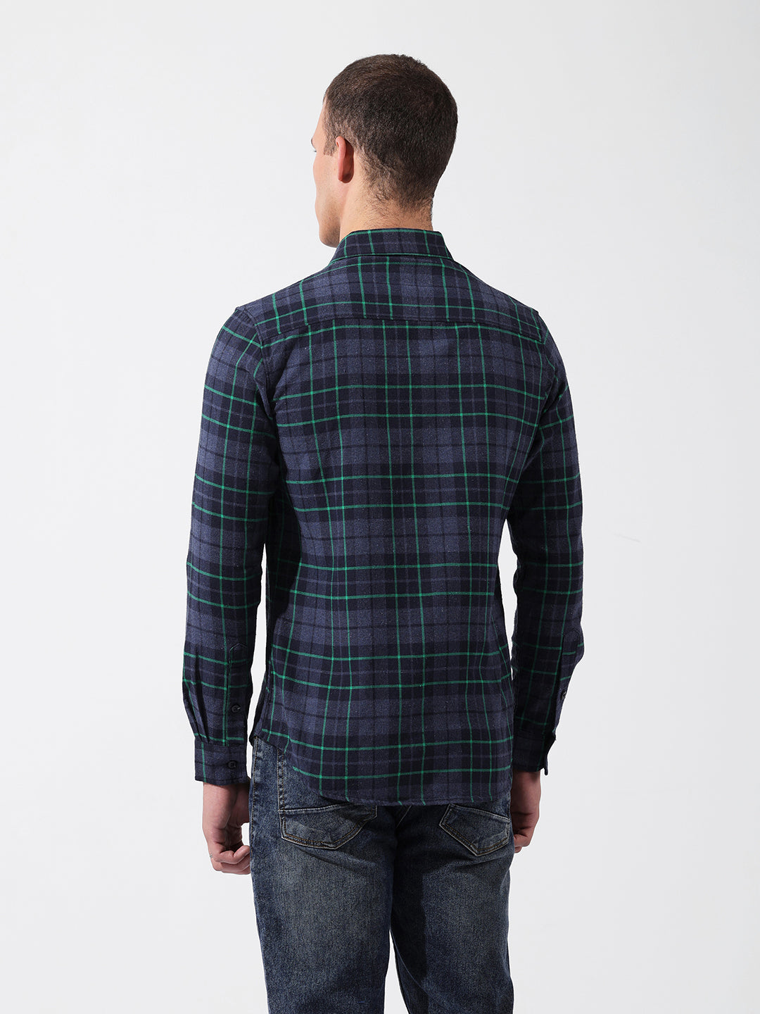 Men's Full Sleeves Slim Fit Blue Shirt