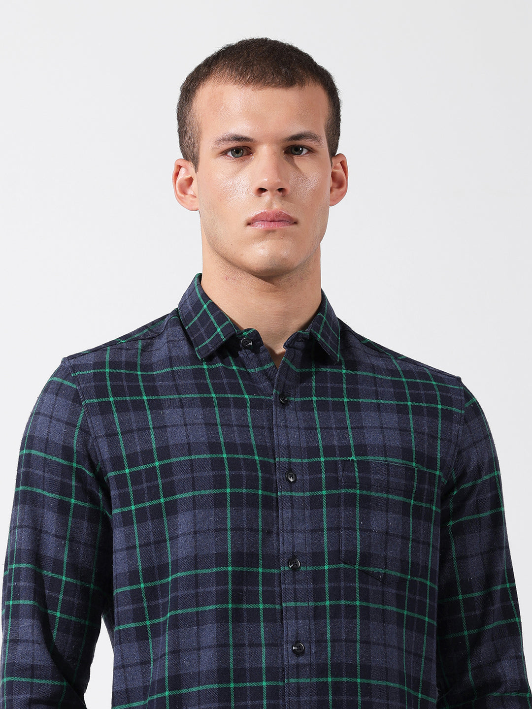 Men's Full Sleeves Slim Fit Blue Shirt