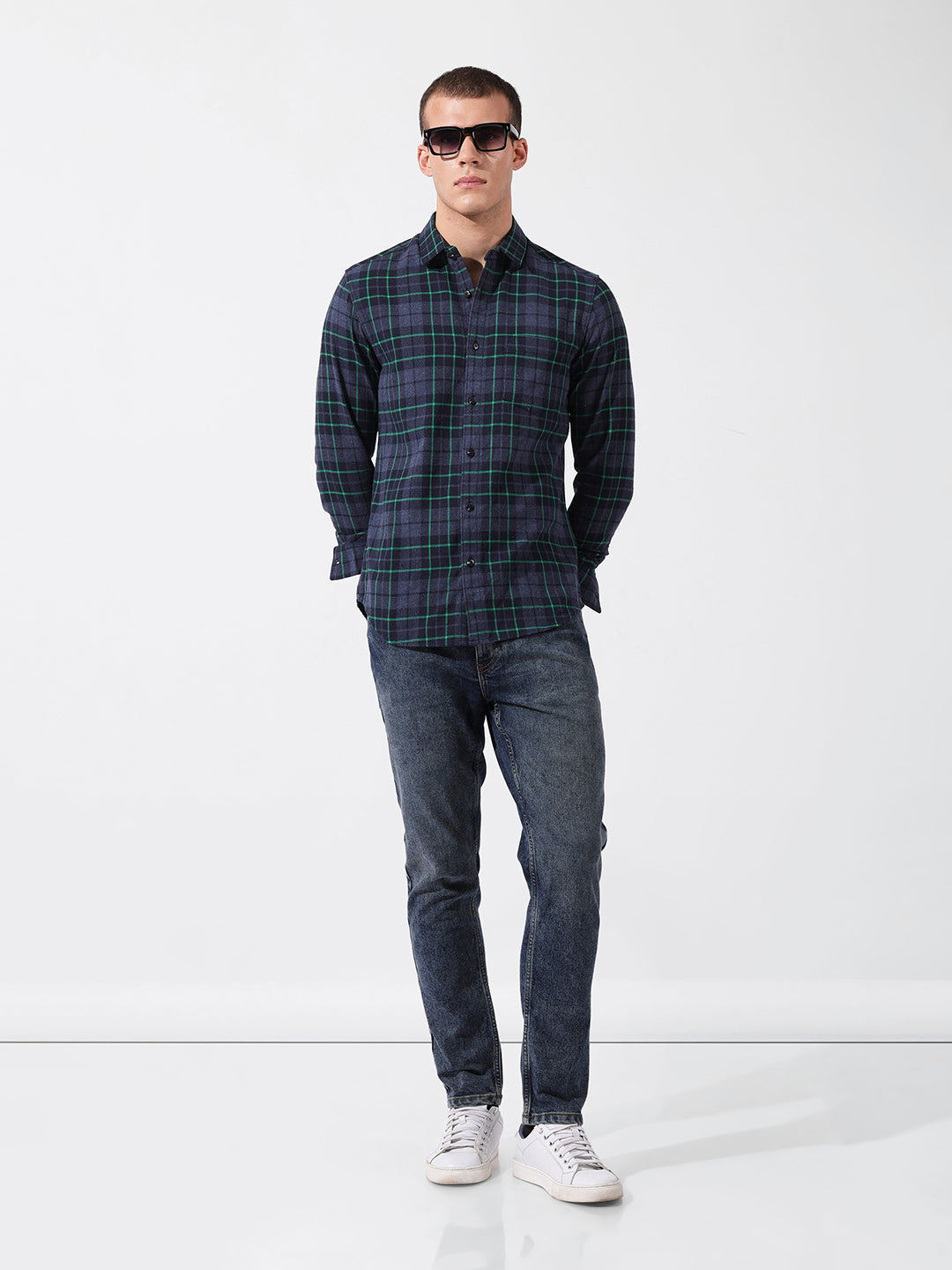 Men's Full Sleeves Slim Fit Blue Shirt