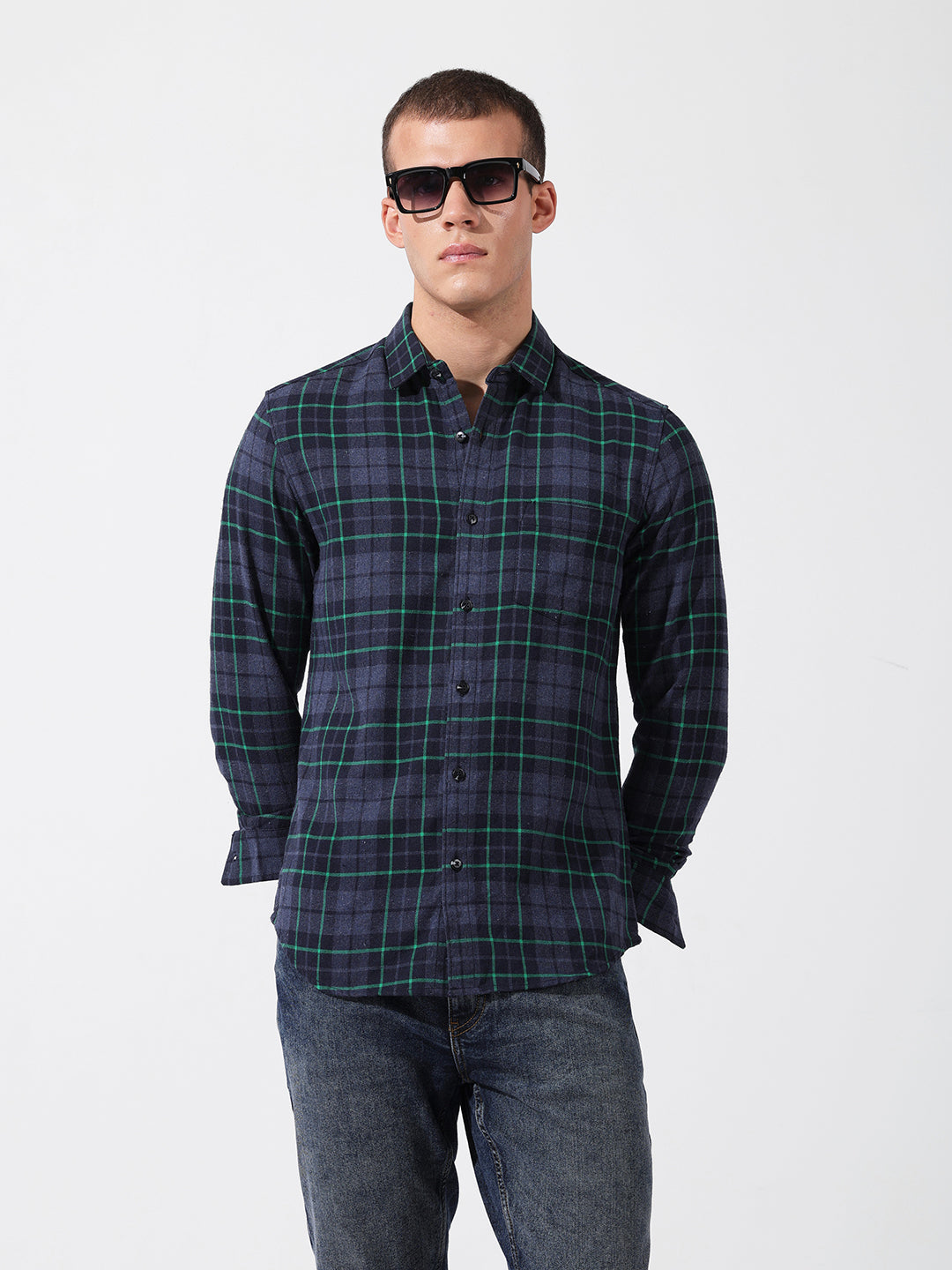 Men's Full Sleeves Slim Fit Blue Shirt