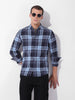 Men's Blue Slim Fit Checkered Casual Shirt