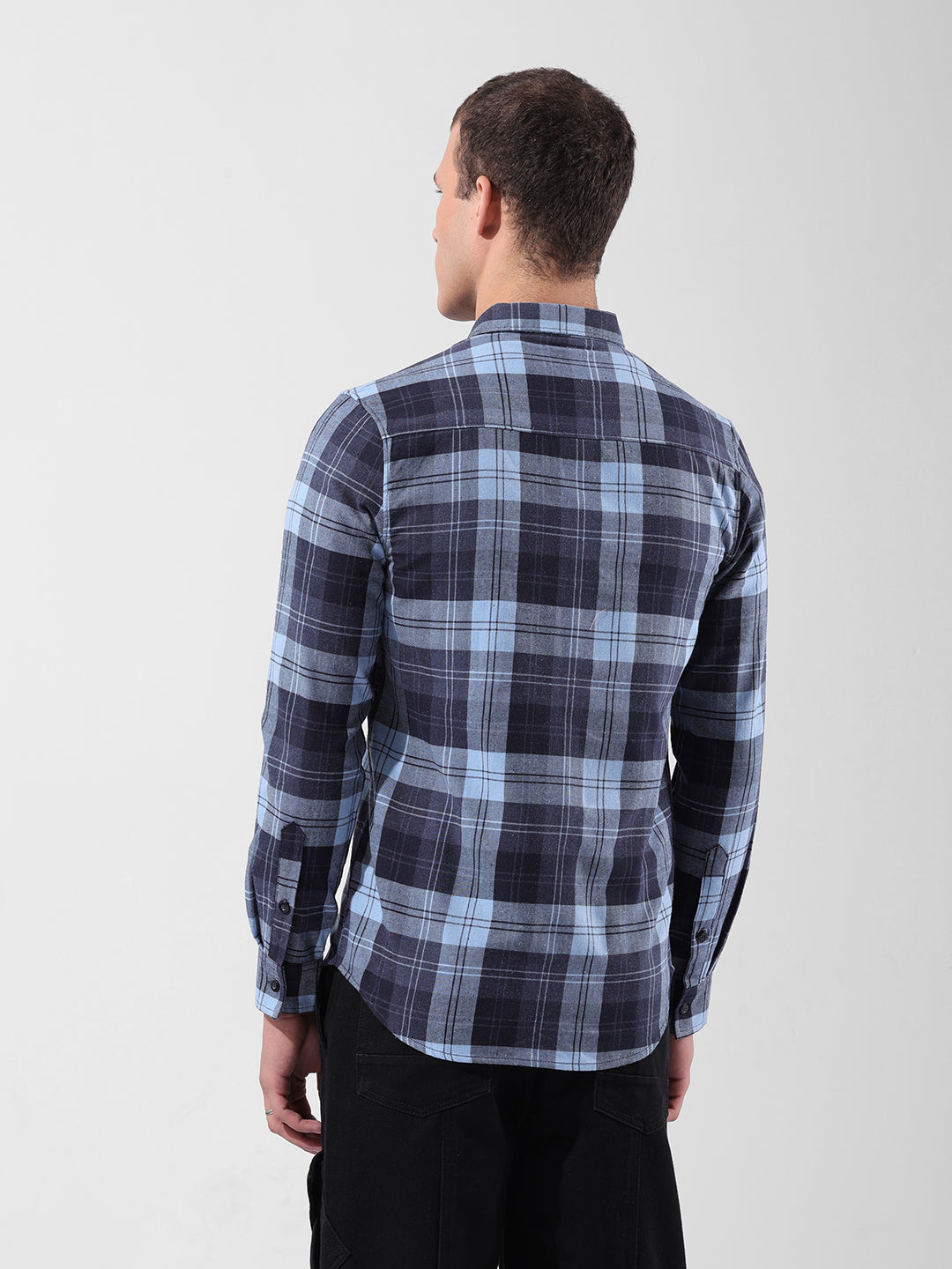 Men's Full Sleeves Slim Fit Blue Shirt