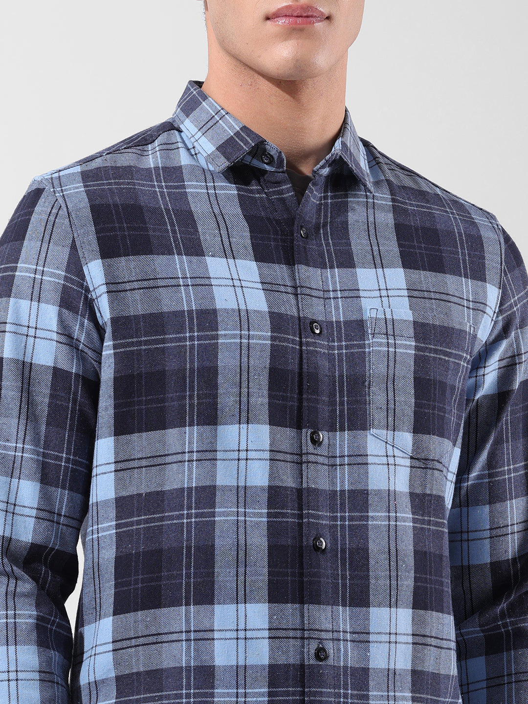 Men's Full Sleeves Slim Fit Blue Shirt