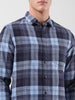 Men's Blue Slim Fit Checkered Casual Shirt