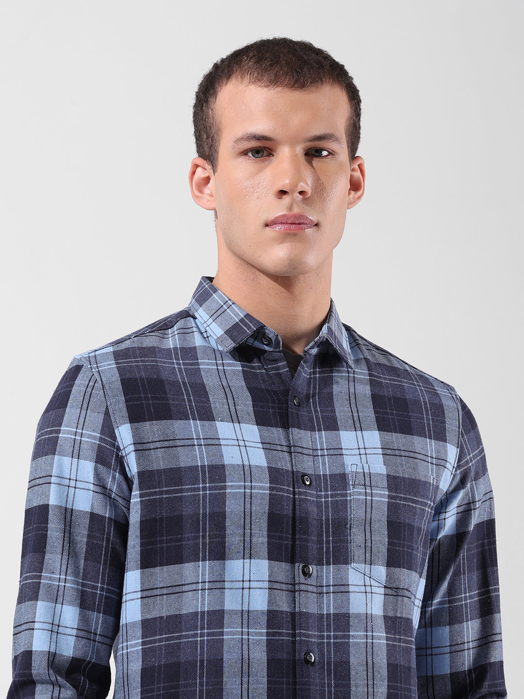 Men's Full Sleeves Slim Fit Blue Shirt