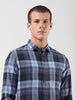 Men's Blue Slim Fit Checkered Casual Shirt