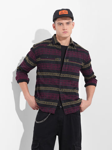 Men's Pink Relaxed Fit Resort Wear Shirt
