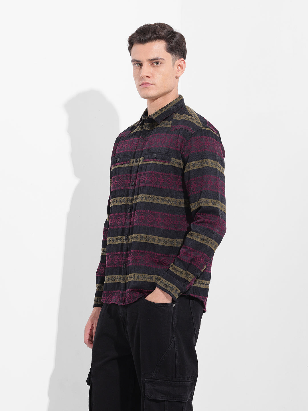 Men's Pink Relaxed Fit Resort Wear Shirt