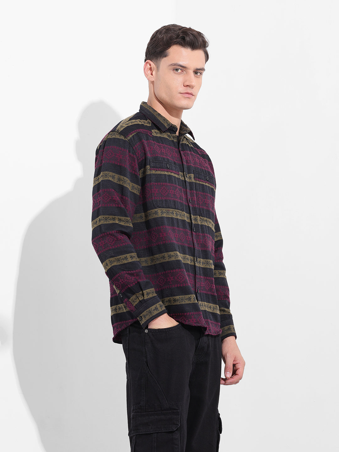 Men's Pink Relaxed Fit Resort Wear Shirt