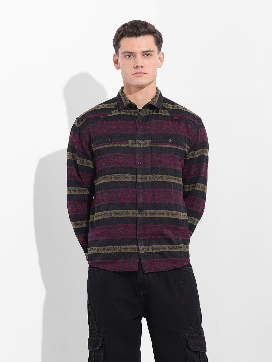 Men's Pink Relaxed Fit Resort Wear Shirt
