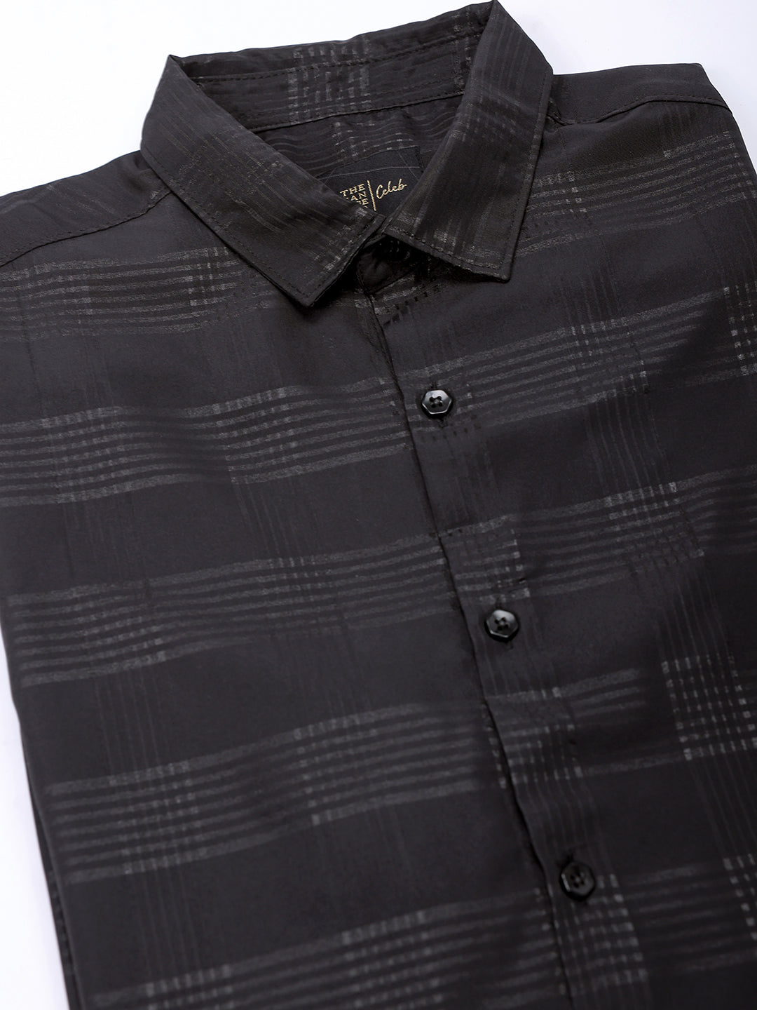 Men's Black Slim Fit Solid Partywear Shirt