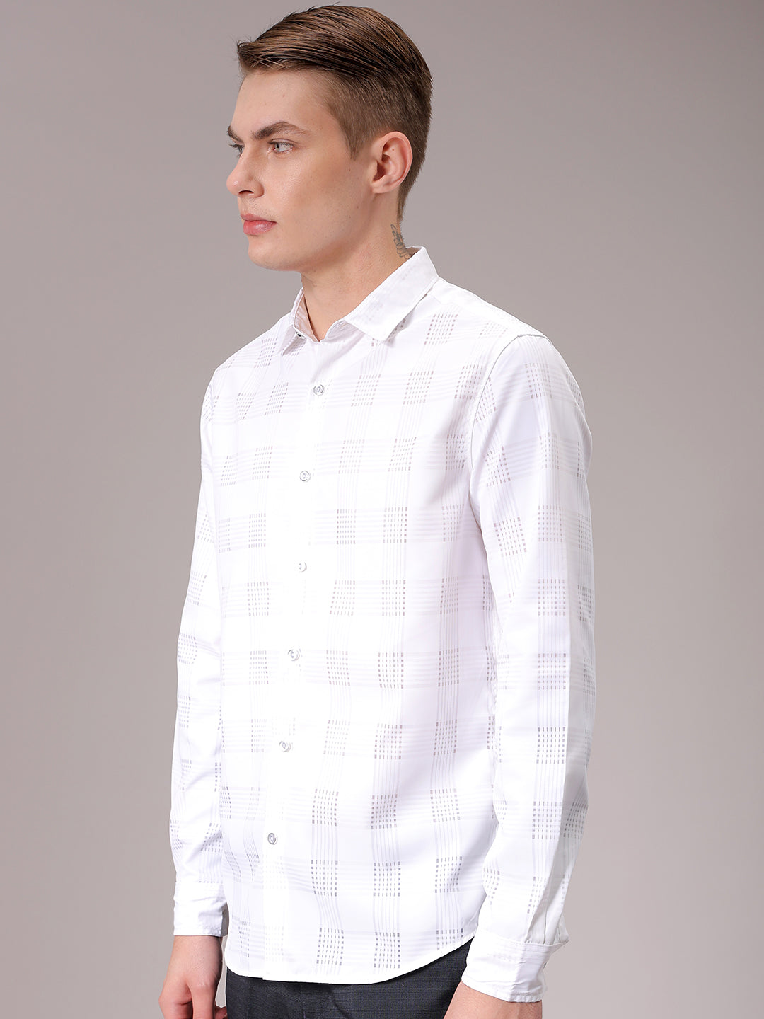 Men's White Slim Fit Solid Partywear Shirt