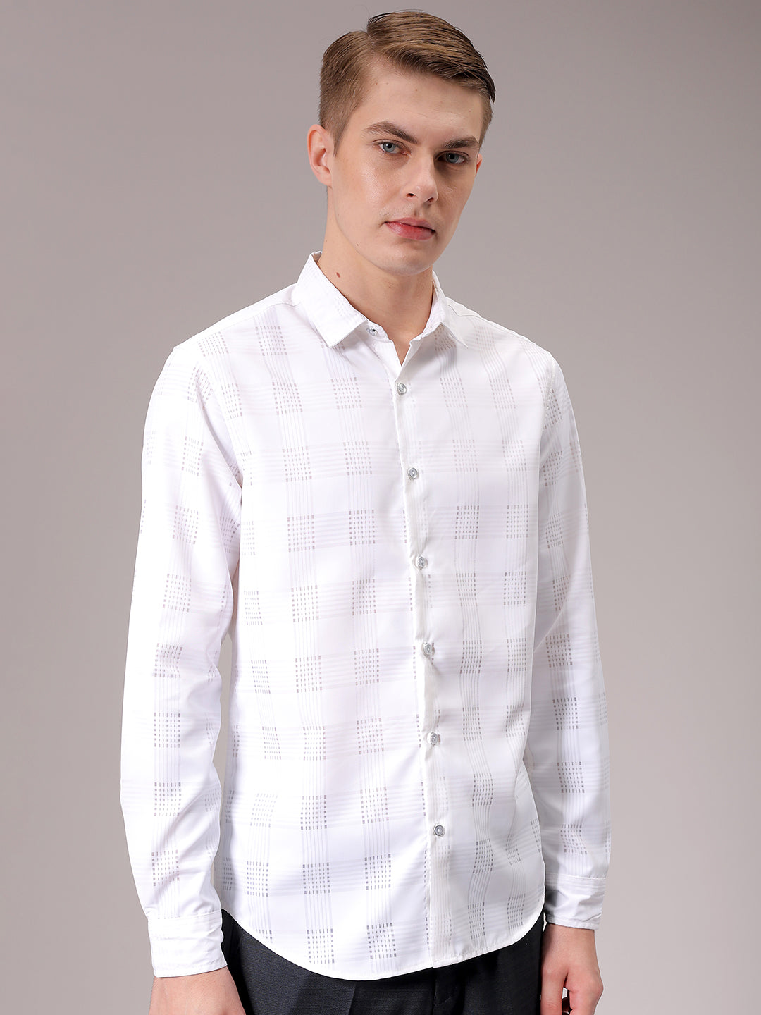 Men's White Slim Fit Solid Partywear Shirt