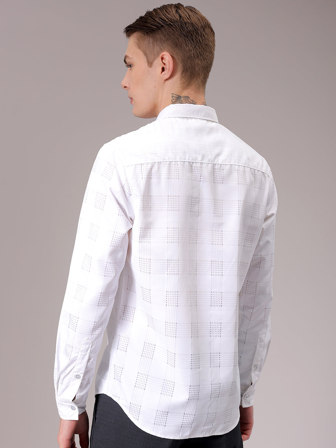 Men's White Slim Fit Solid Partywear Shirt