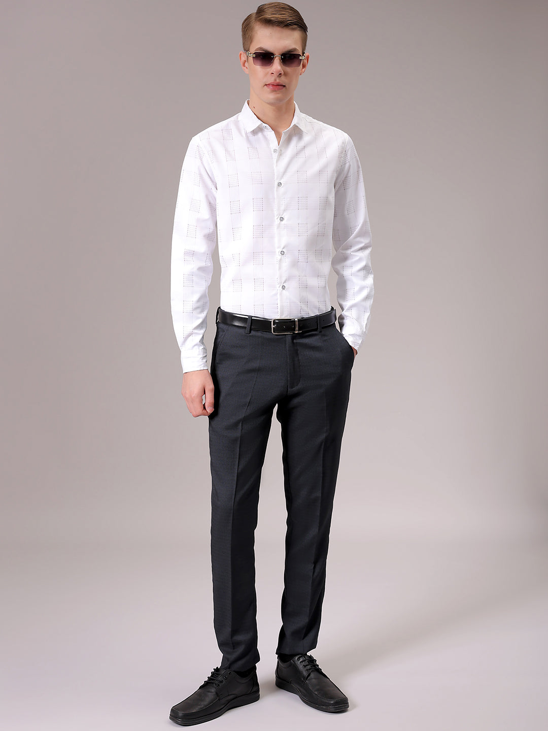 Men's White Slim Fit Solid Partywear Shirt