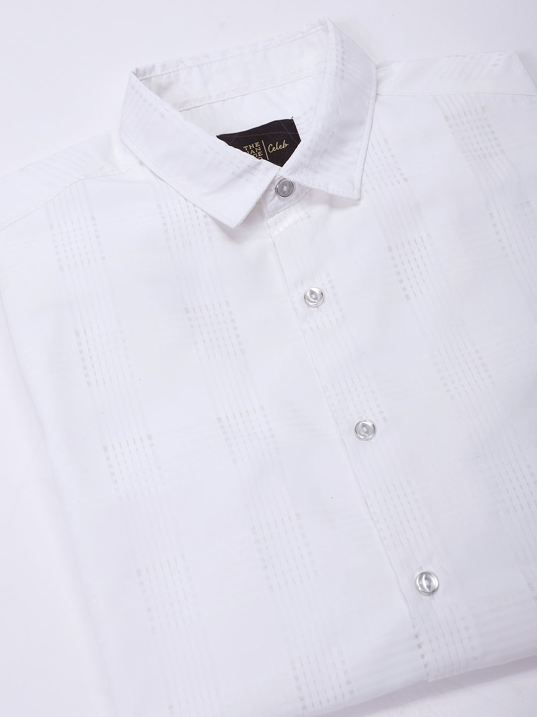 Men's White Slim Fit Solid Partywear Shirt