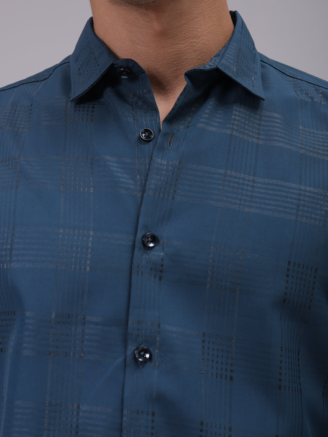 Men's Teal Slim Fit Solid Shirt