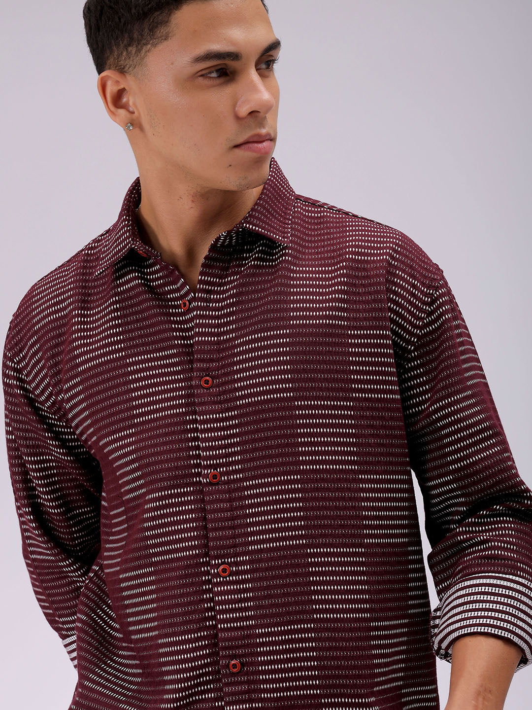 Men's Maroon Relaxed Fit Solid Resortwear Shirt