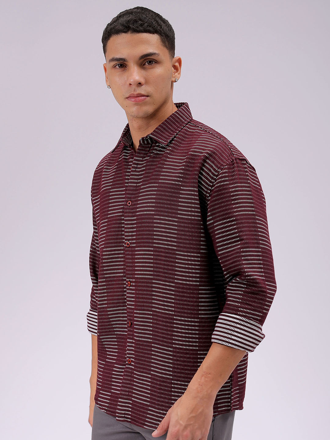 Men's Maroon Relaxed Fit Solid Resortwear Shirt