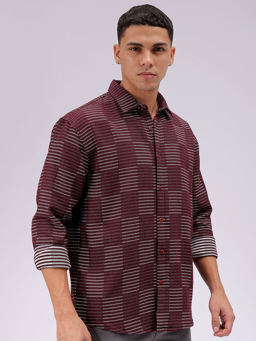 Men's Maroon Relaxed Fit Solid Resortwear Shirt