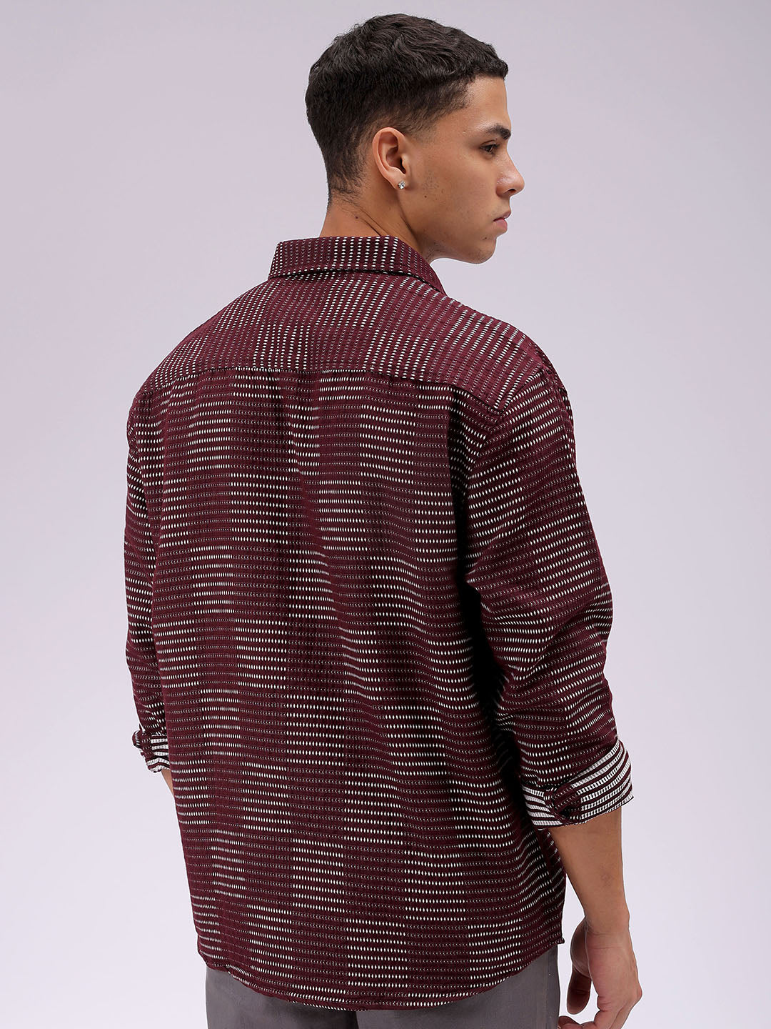 Men's Maroon Relaxed Fit Solid Resortwear Shirt