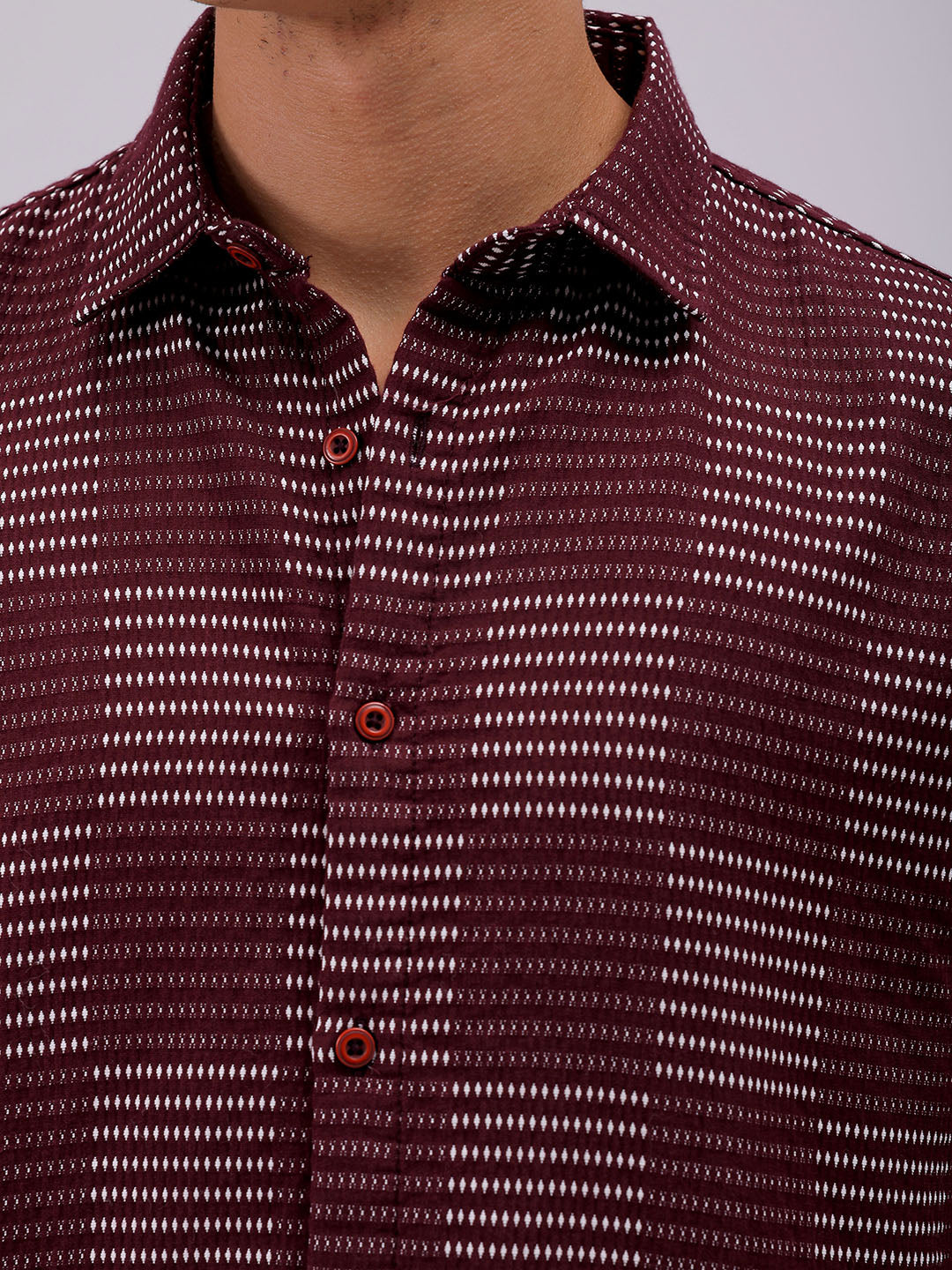 Men's Maroon Relaxed Fit Solid Resortwear Shirt