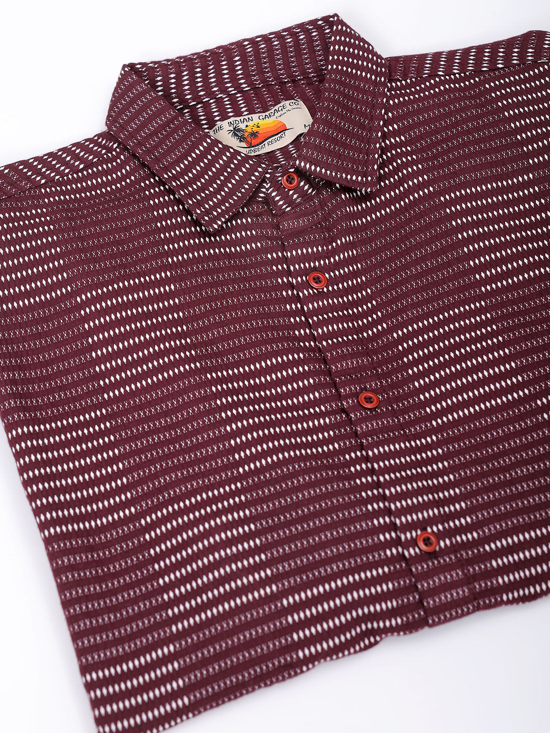 Men's Maroon Relaxed Fit Solid Resortwear Shirt