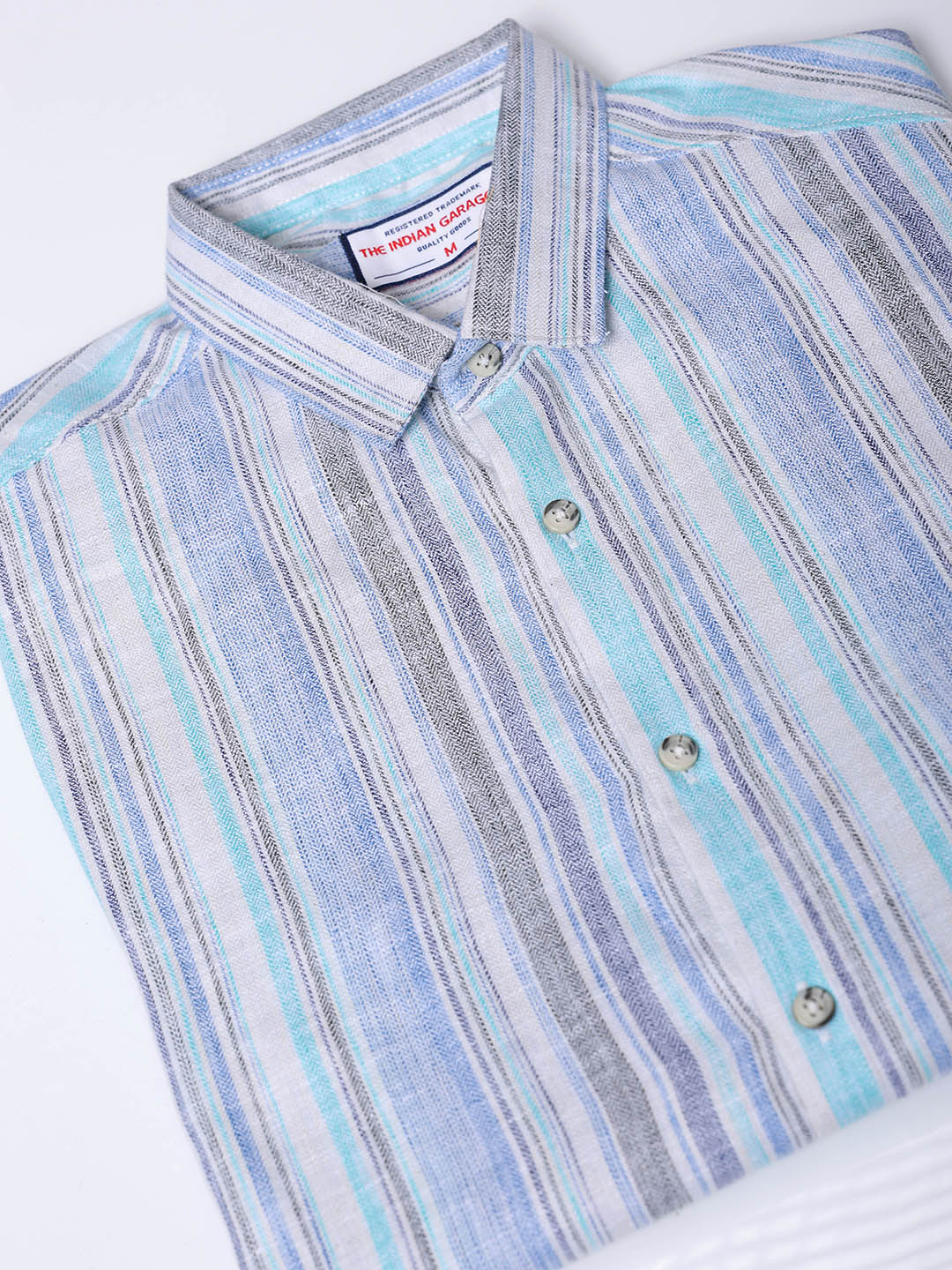 Men's Blue Slim Fit Striped Casual Shirt