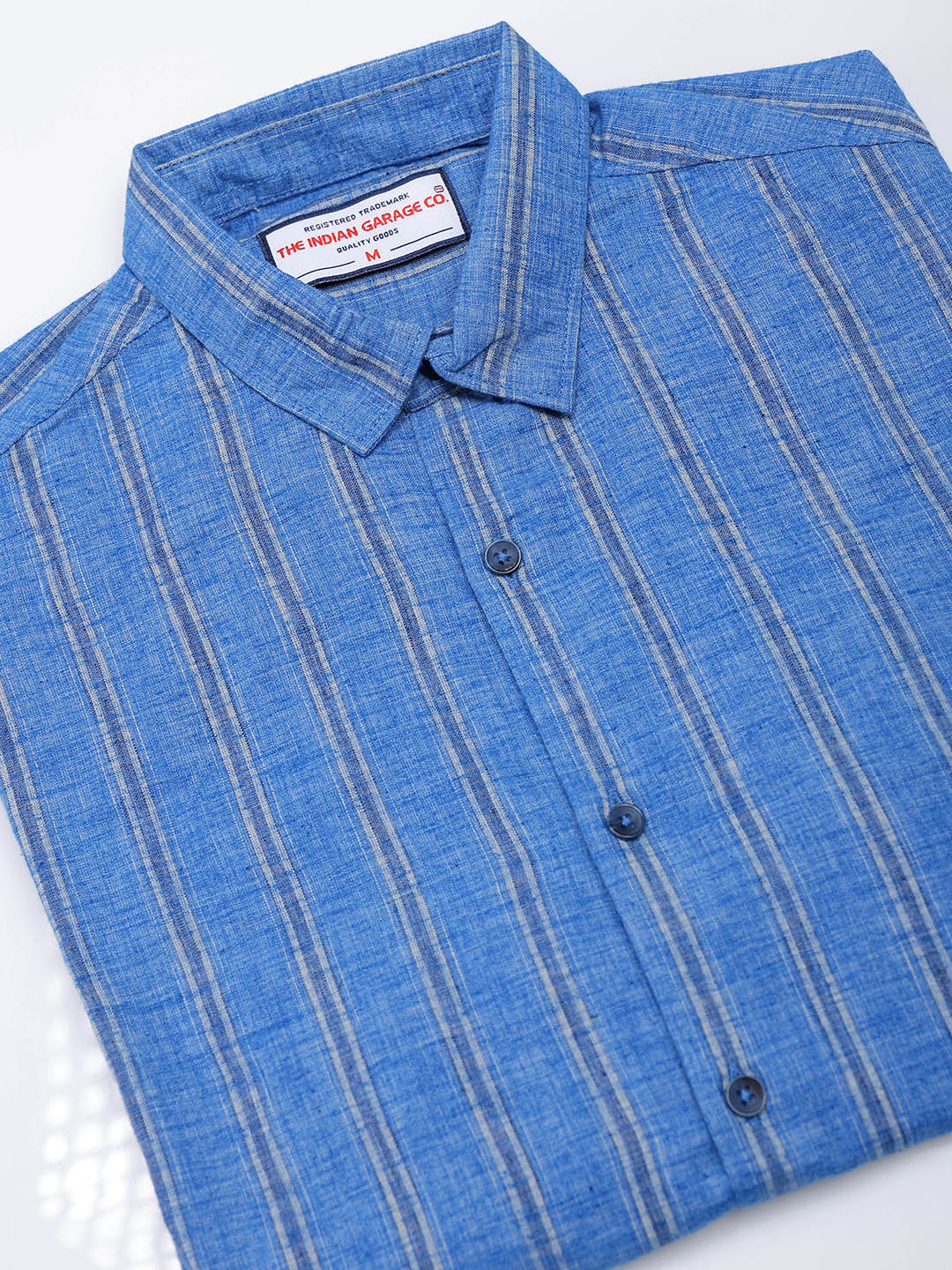 Men's Blue Slim Fit Striped Casual Shirt