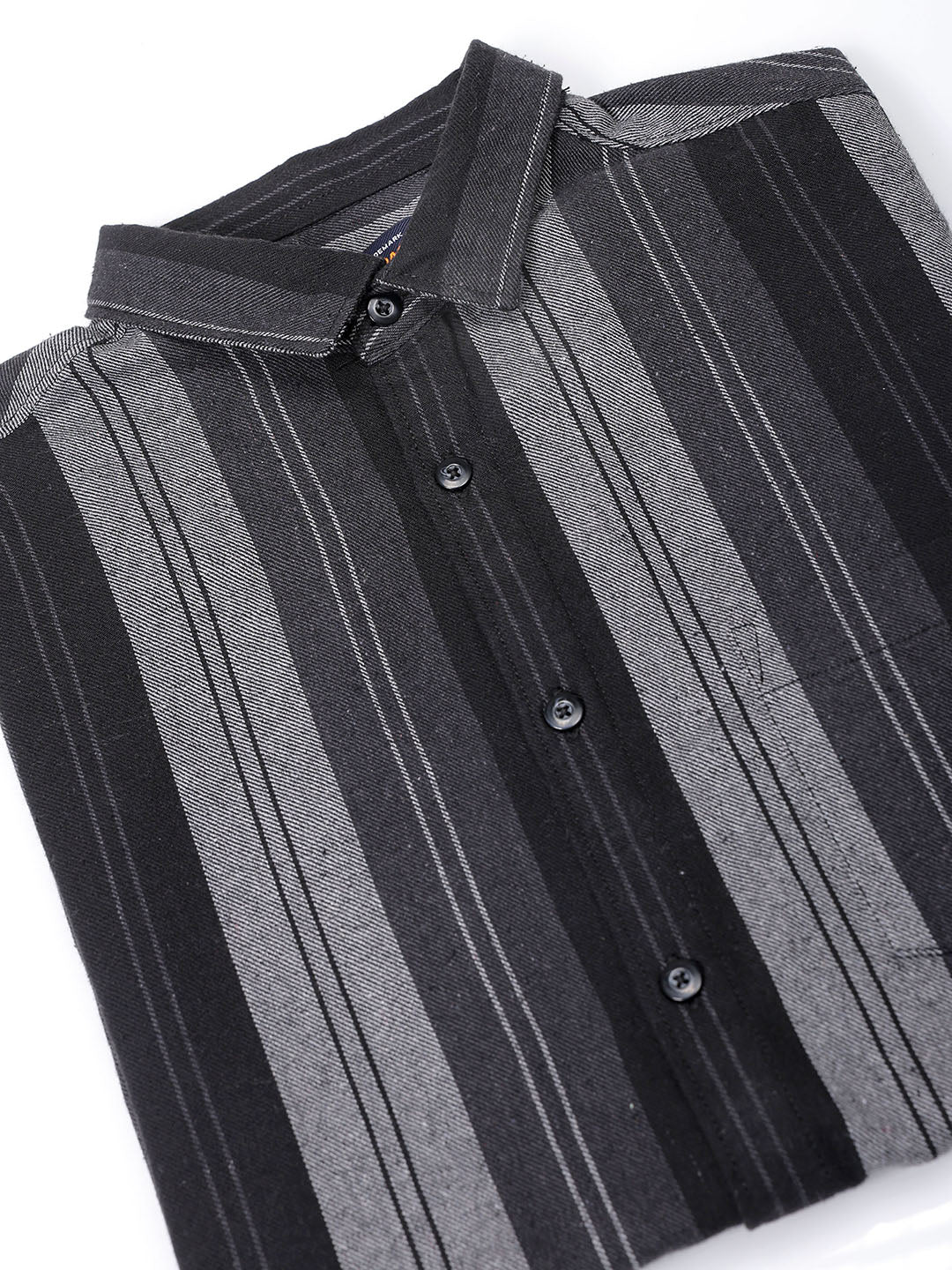 Men's Black Slim Fit Striped Casual Shirt