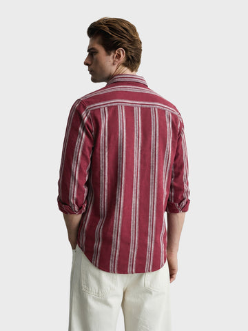 Men's Full Sleeves Slim Fit Maroon Shirt