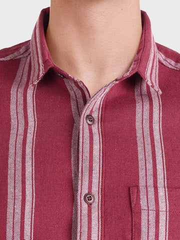 Men's Full Sleeves Slim Fit Maroon Shirt