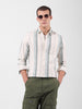 Men's Green Slim Fit Striped Casual Shirt